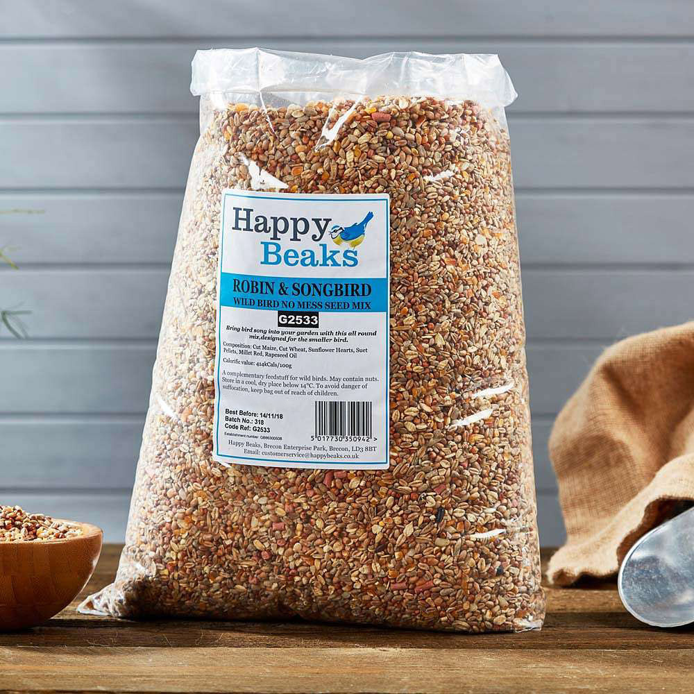 Happy Beak Robin and Songbird No Mess Wild Bird Seed Mix 14kg Image 2