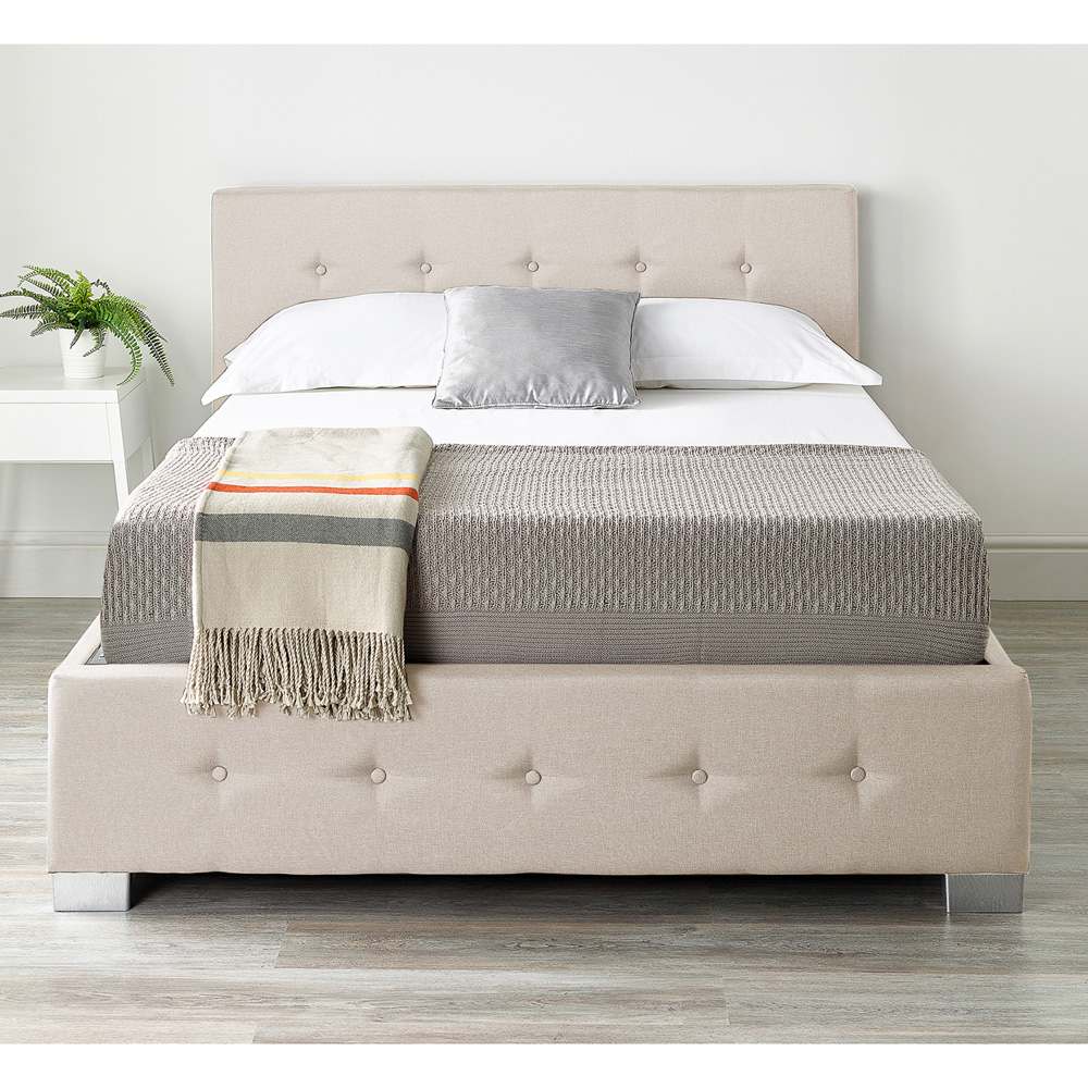 Aspire Super King Beige Linen End Lift Ottoman Storage Bed Image 2