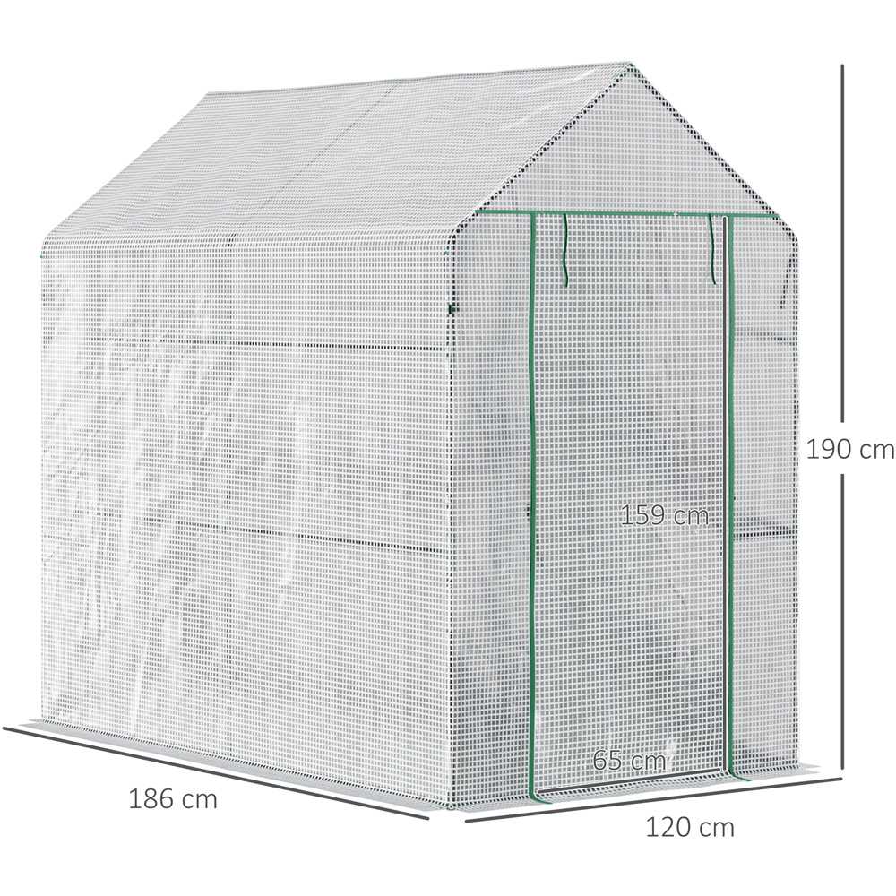 Outsunny White 6 x 4ft Walk In Steeple Grow House Image 8