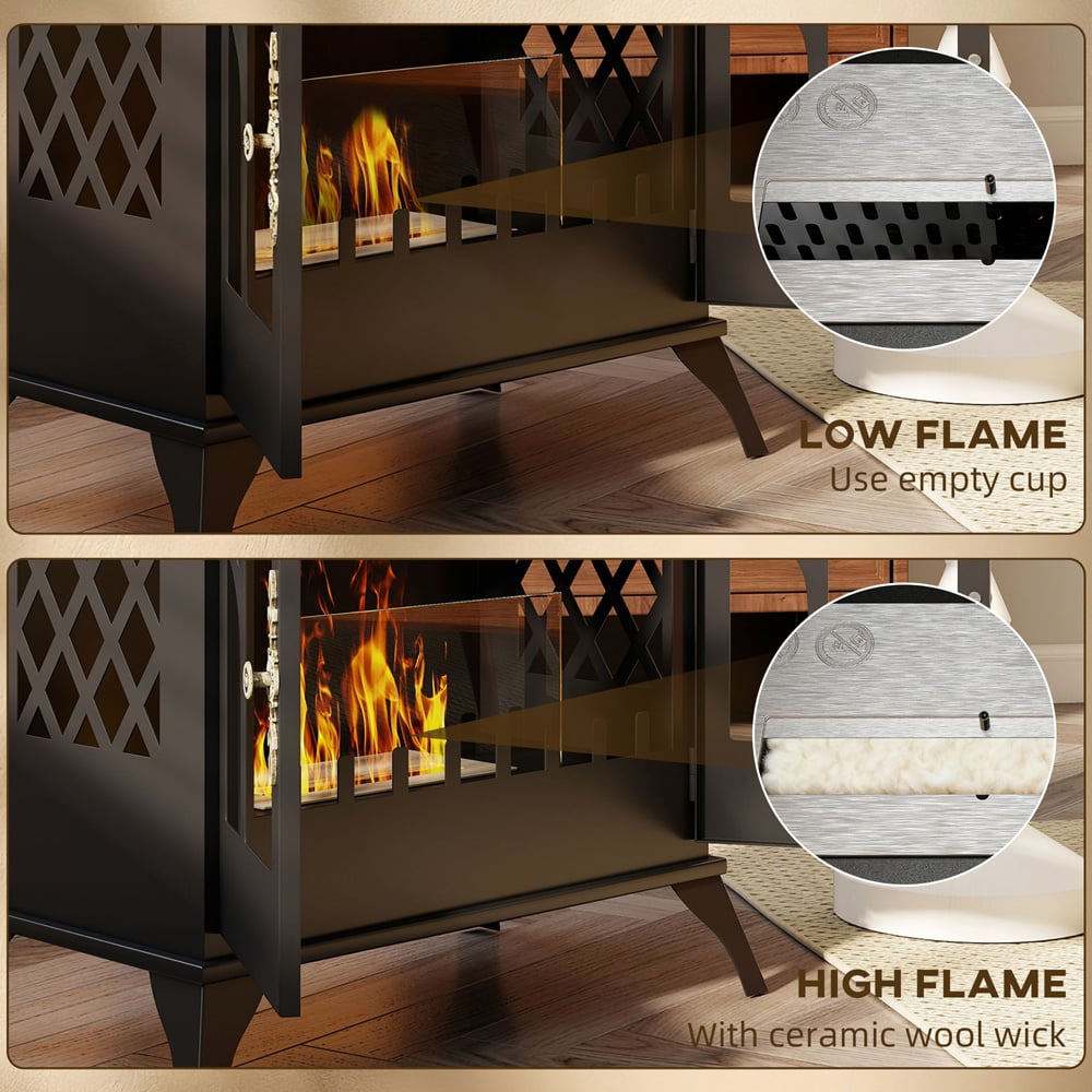 HOMCOM Bio Ethanol Fireplace Stove with Door Image 4