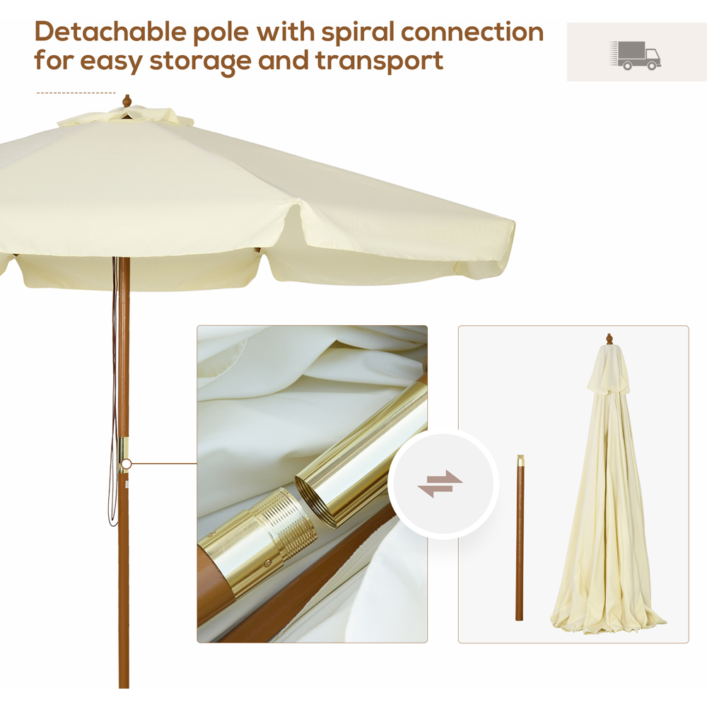 Outsunny Beige Detachable Pole Rope Pully Parasol 3.3m Image 4