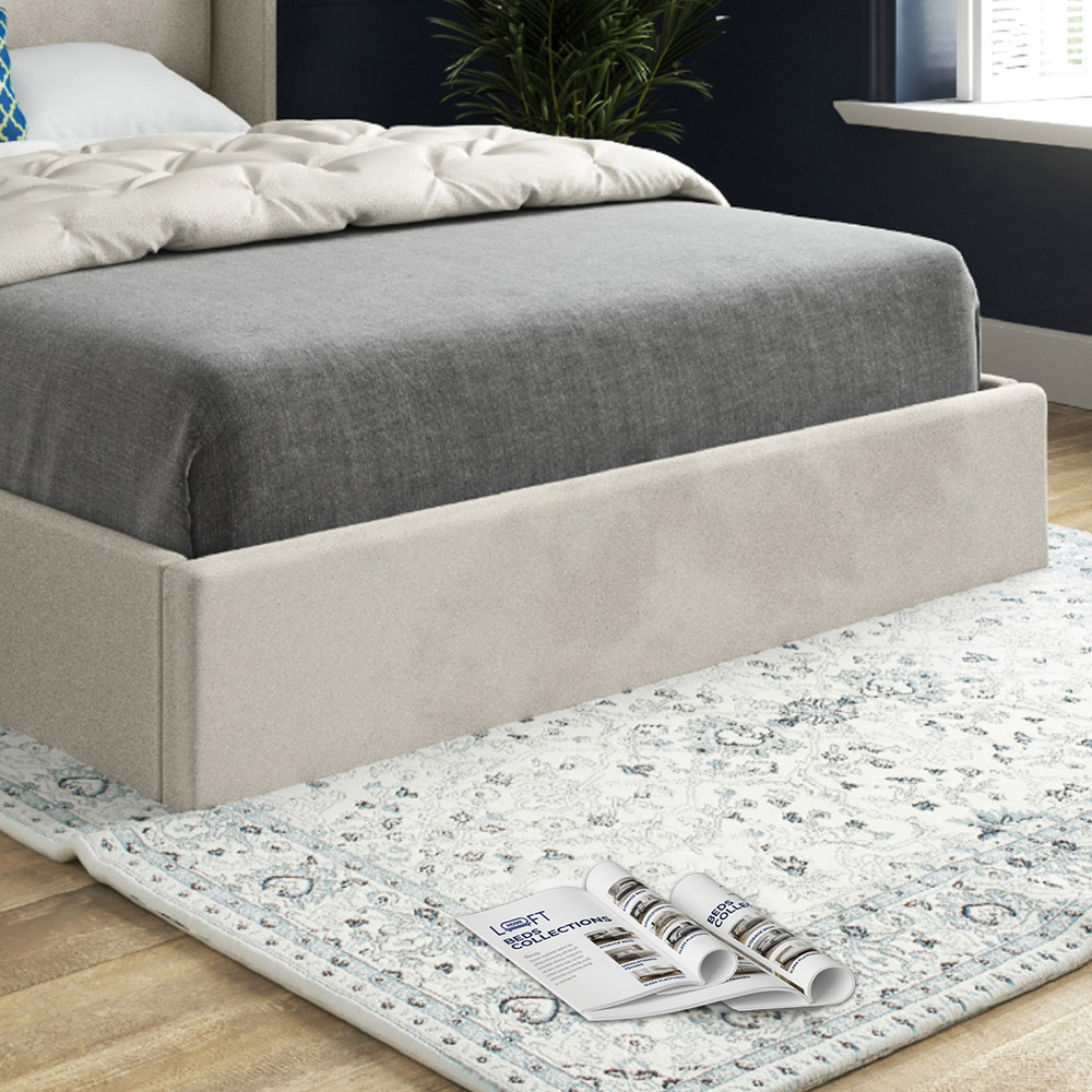 Nuno Silver Single Velvet Upholstered Bed Frame with Straight Winged Headboard Image 4
