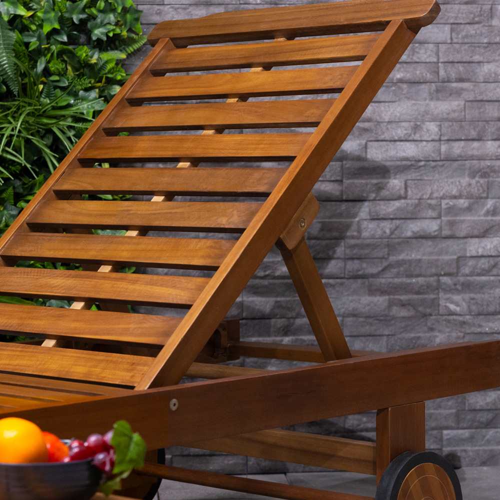 Charles Bentley Acacia Wooden Sun Lounger Image 9