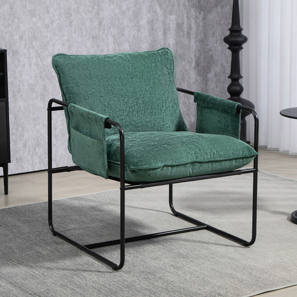 Portland Green Upholstered Reading Chair with Side Pockets Image 3