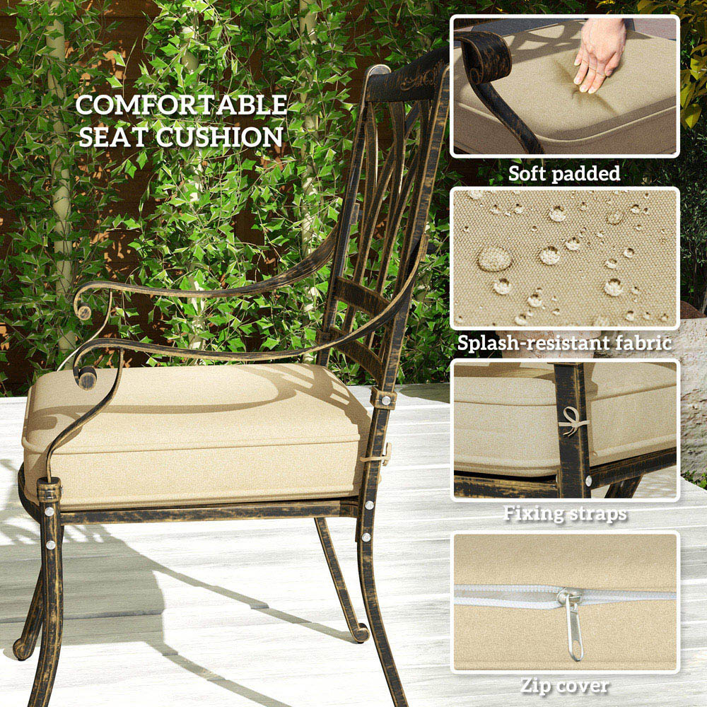 Outsunny 4 Seater Garden Dining Set with Parasol Hole Bronze Image 5