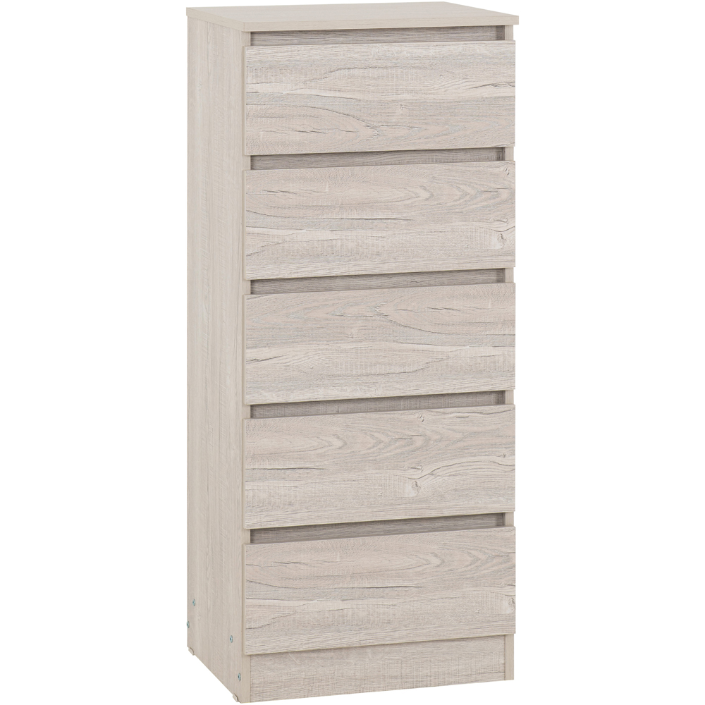 Seconique Malvern 5 Drawer Urban Snow Narrow Chest of Drawers Image 2