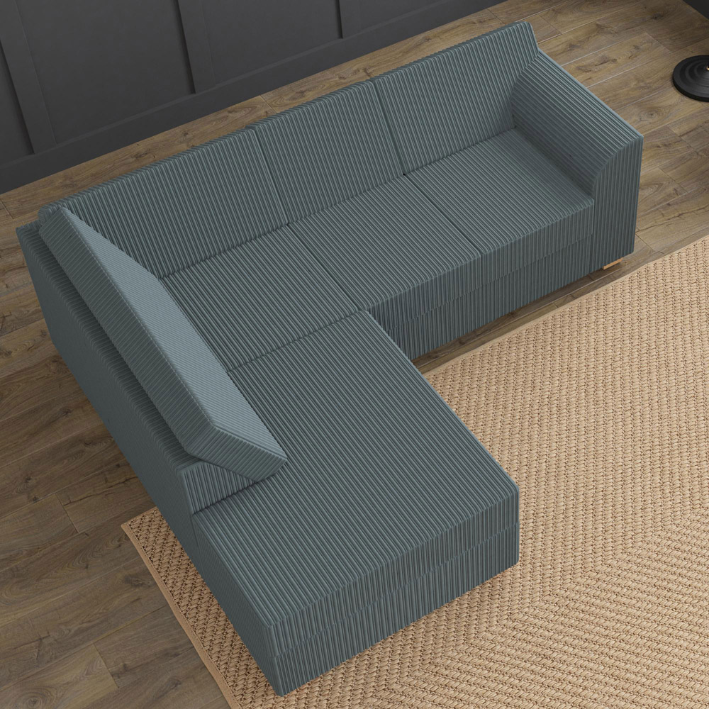 Modo 3 Seater Charcoal Jumbo Cord Left Hand Fixed Back L-Shape Corner Sofa Image 7