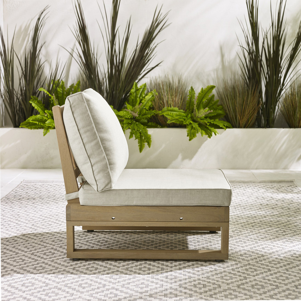 Furniturebox Sardinia 8 Seater Cream and Teak Effect Wood Outdoor Sofa Set Image 5