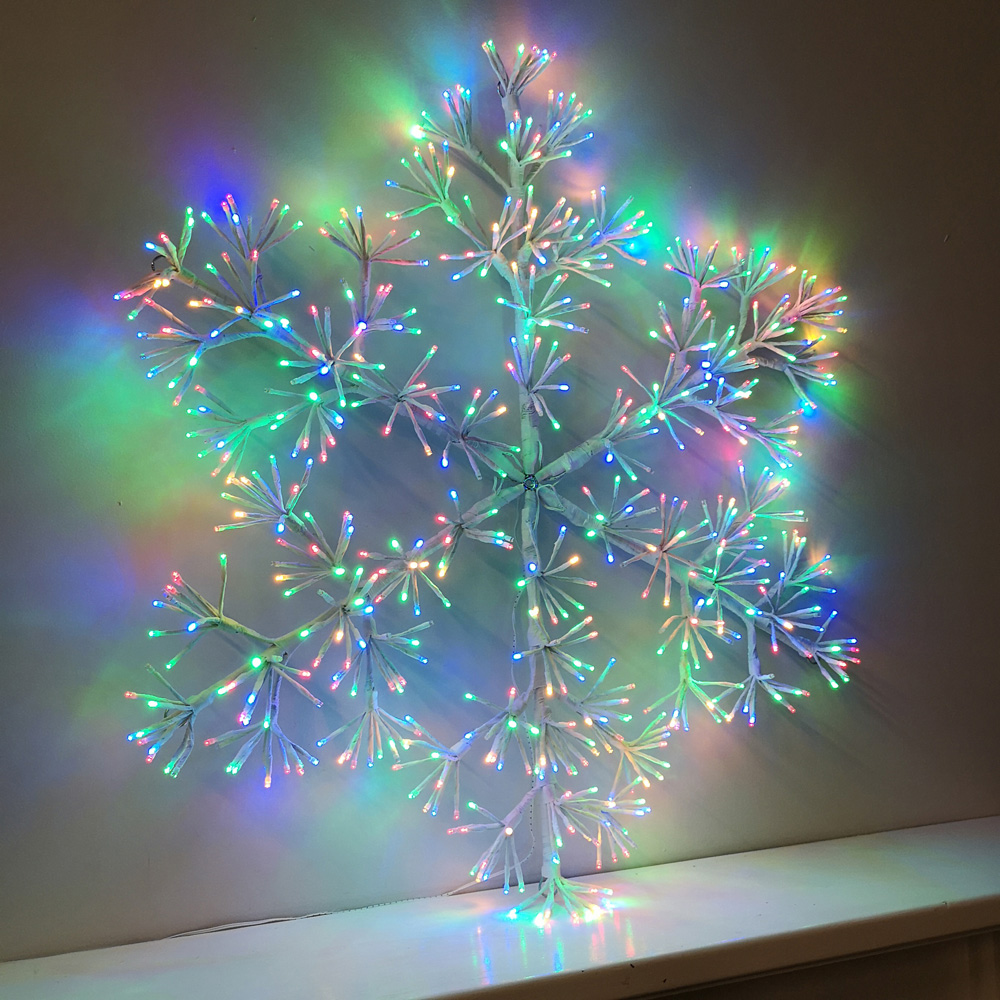 Premier Multicolour White Twinkling Light Starburst Snowflake Christmas Decoration 90cm Image 3