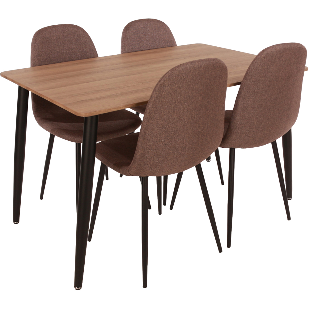 Core Products Aspen 4 Seater Foiled Top Upholstered Rectangular Dining Set Aged Oak Effect Image 2