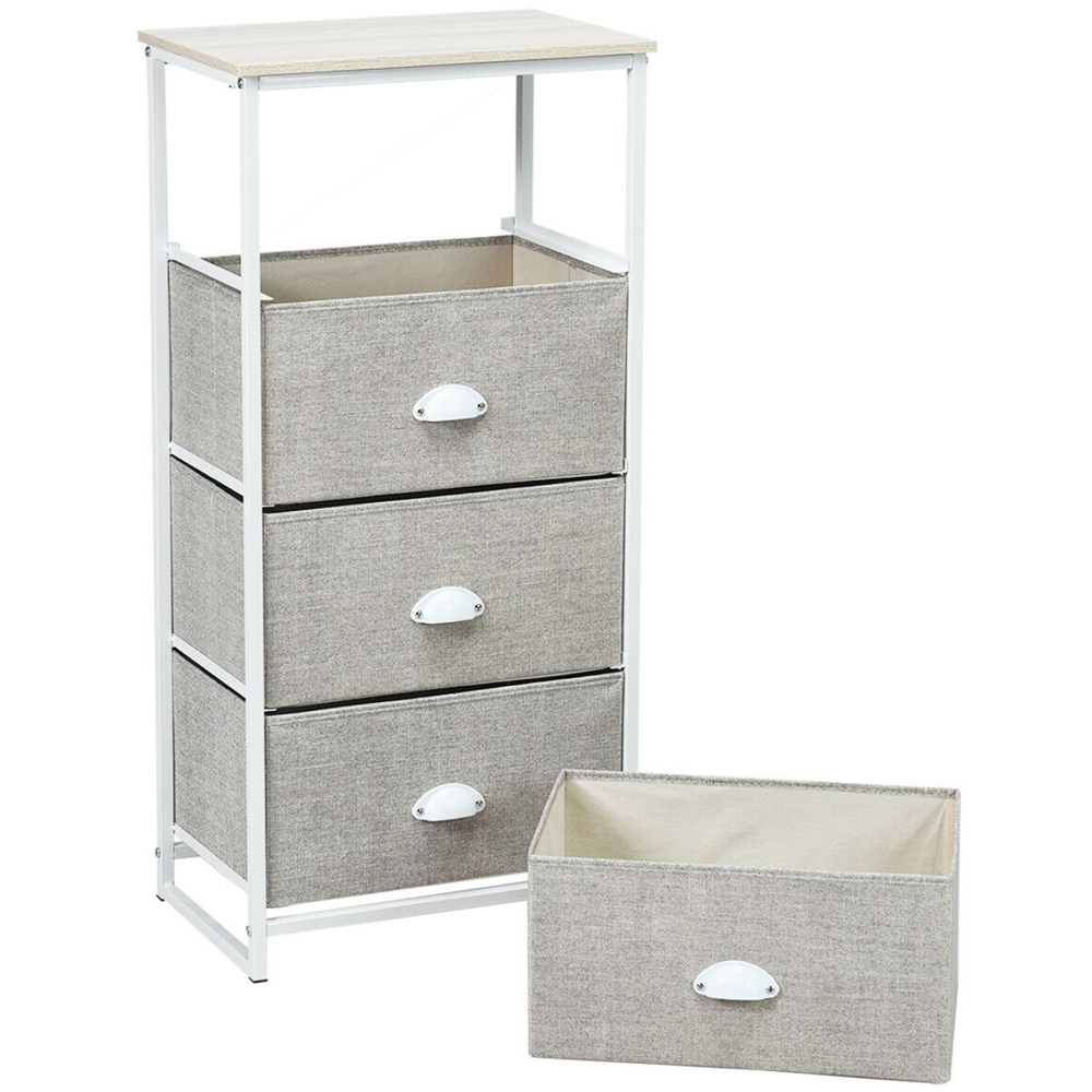 Costway 4 Drawer 3/4 Fabric Bedside Storage Cabinet with Foldable Drawers Image 2