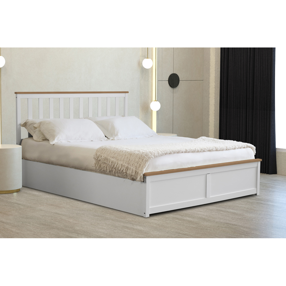 Comfy Living Double White Gas Lift Ottoman Bed Image 6