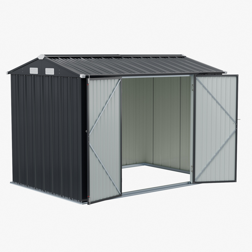 Living and Home 10 x 7ft Black Metal Apex Garden Storage Shed Image 7