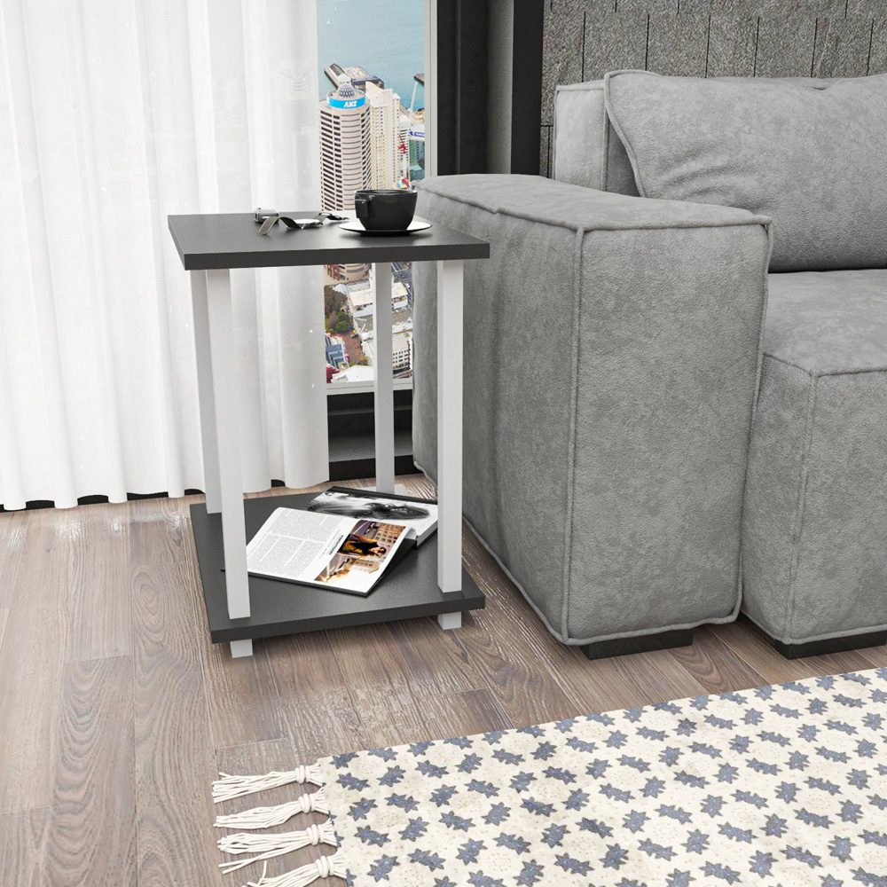 Decorotika Gurnee White and Anthracite Side Table Image 6