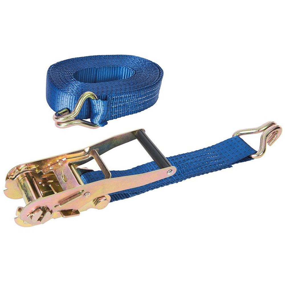 Silverline Ratchet Tie Down Strap J-Hook 8m x 50mm Image 1