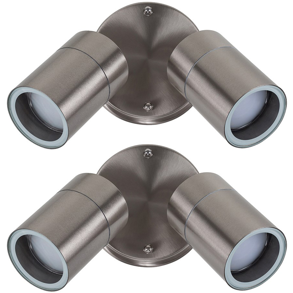 ValueLights Barrow 2 Pack Silver 2 Light Wall Spotlight Image 1