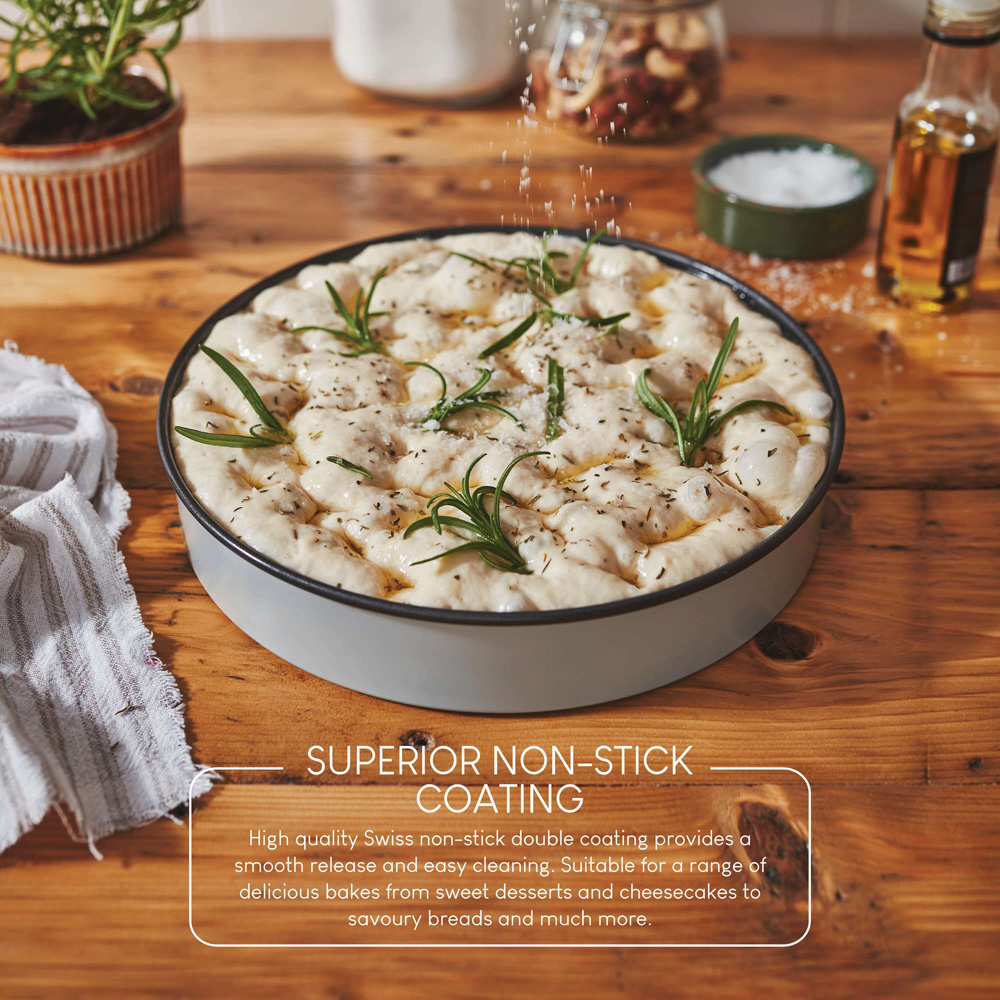 Wham PushPan 20cm Set of 2 Light Grey and Pewter Shallow Tin Image 4