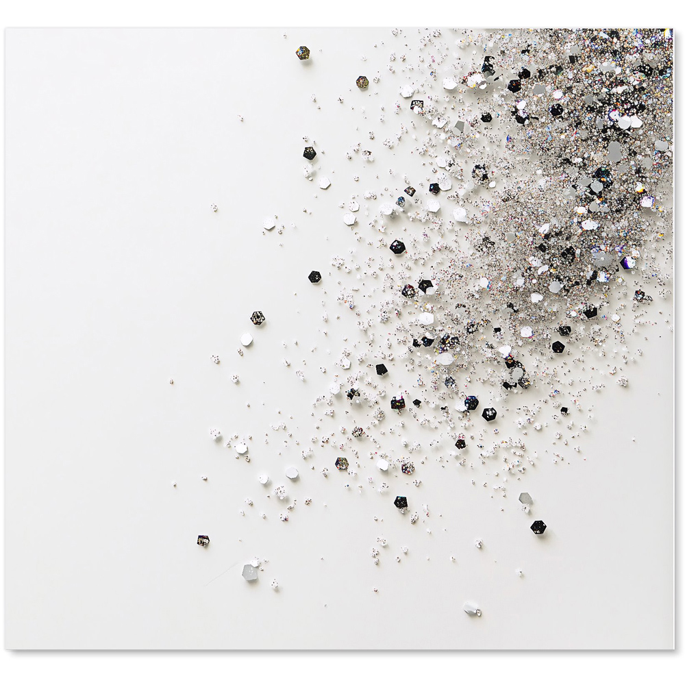 Warren Reed Designer Glittering Tranquility Pure White Glass Kitchen Splashback 65 x 70cm Image 2