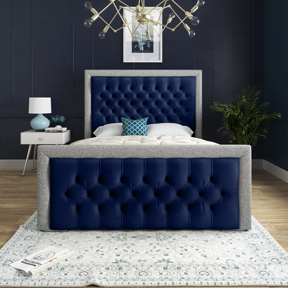 DS Living Cheltenham Super King Size Glitter and Blue Velvet Bed Frame Image 3