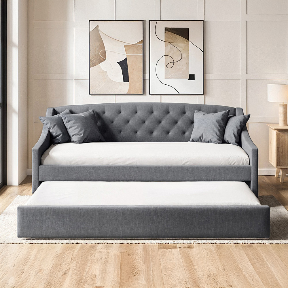 Flair Aurora Grey Fabric Daybed with Trundle Image 4
