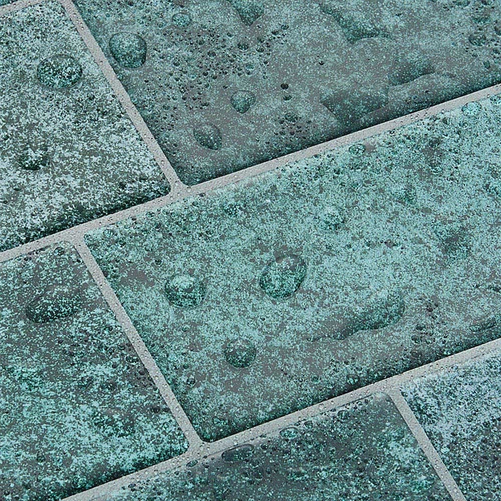 Living and Home Brick Effect Green Rectangle Self Adhesive Wall Sticker 10 Pack Image 6