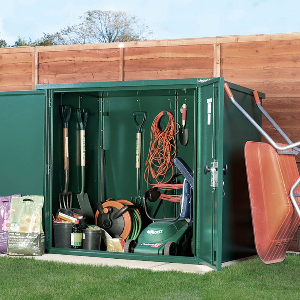 Asgard Secure Store 5 x 3ft Double Door Green Caravan Storage Shed Image 2