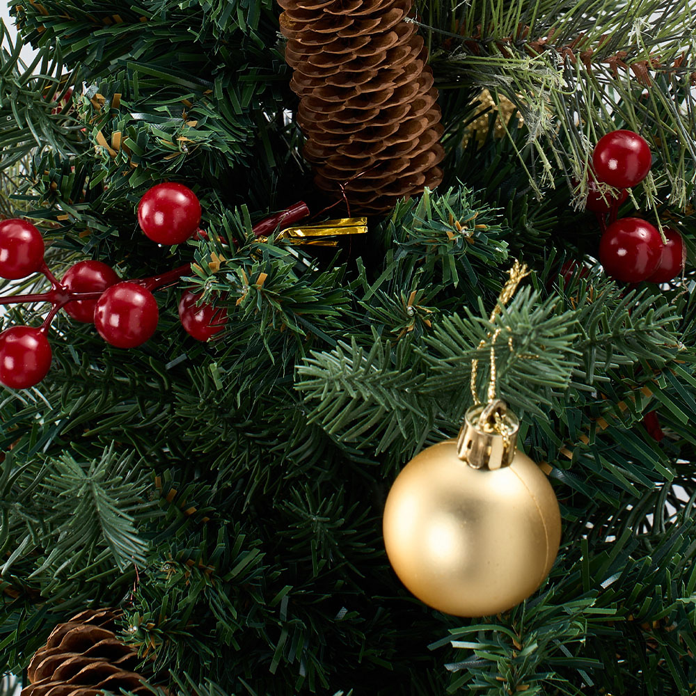Living and Home Pre-Lit Artificial Christmas Tree with Berries and Pinecones 2.1ft 2 Pack Image 3