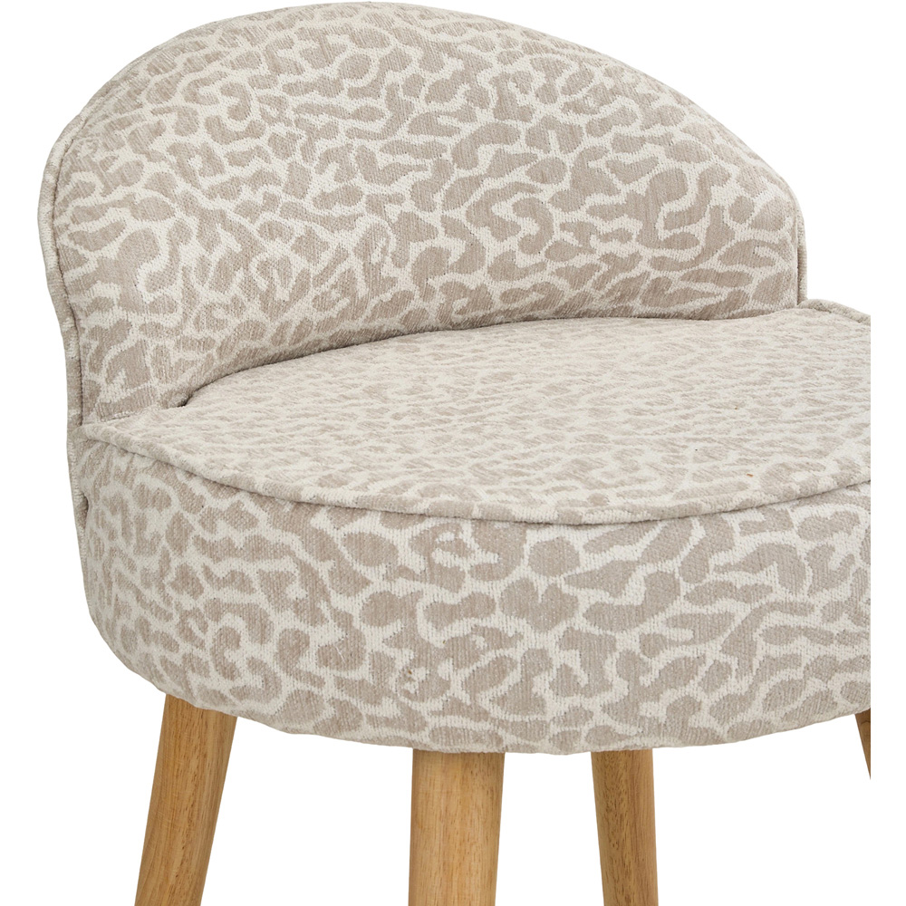 Living and Home Leopard Print Chenille Low Backrest Vanity Stool Image 5