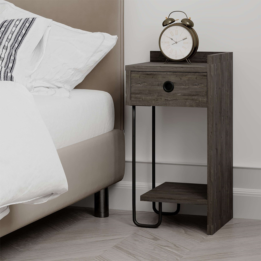 Decortie Sirius Single Drawer Single Shelf Dark Coffee Right Module Bedside Table Image 5