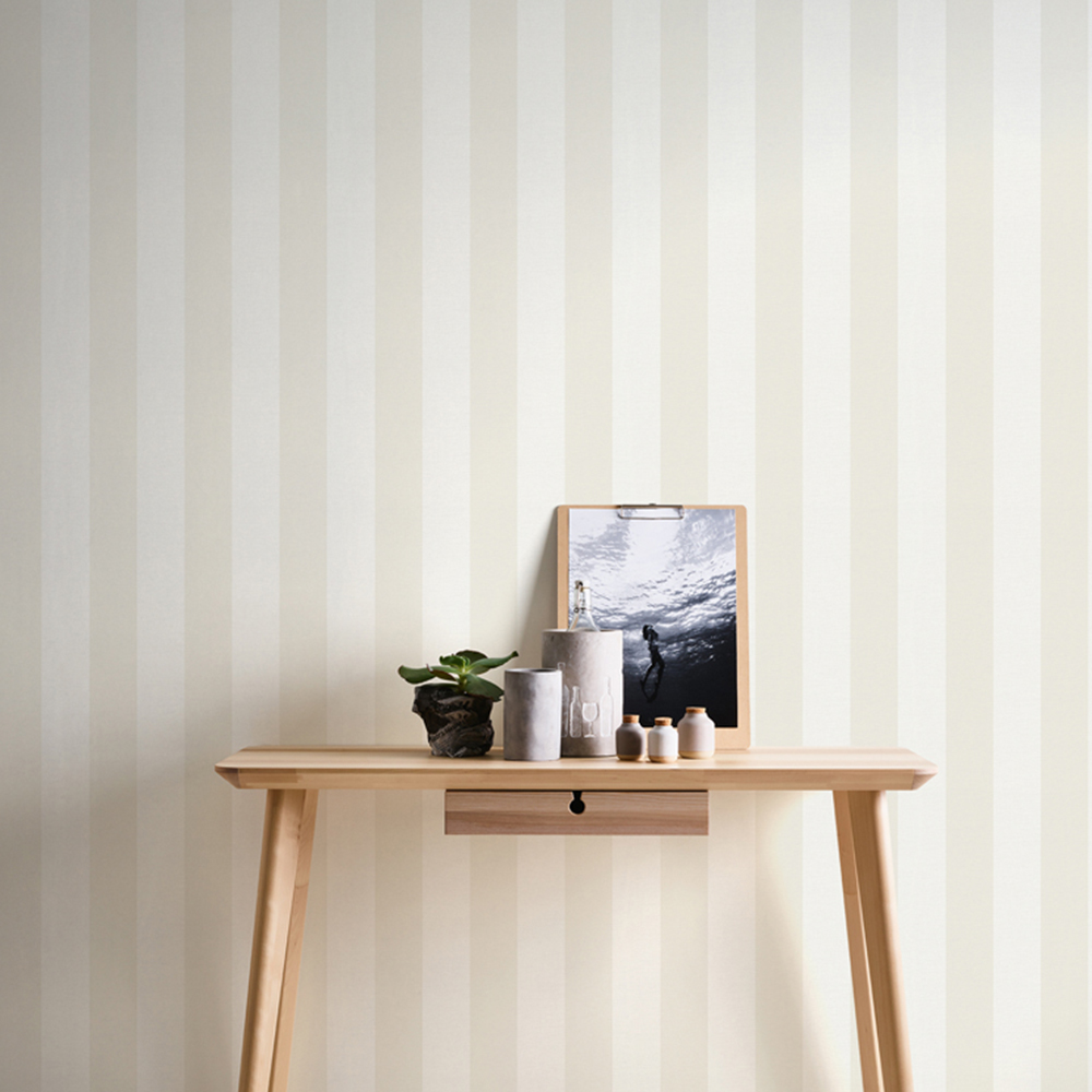 A.S Creation Stripe Beige and White Non-Woven Wallpaper Image 2