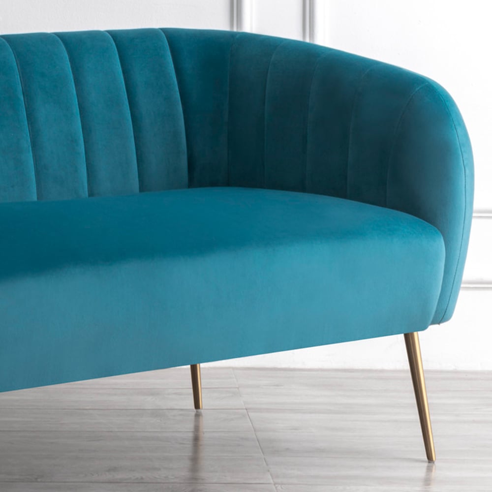 Matilda 2 Seater Teal Velvet Sofa Image 3