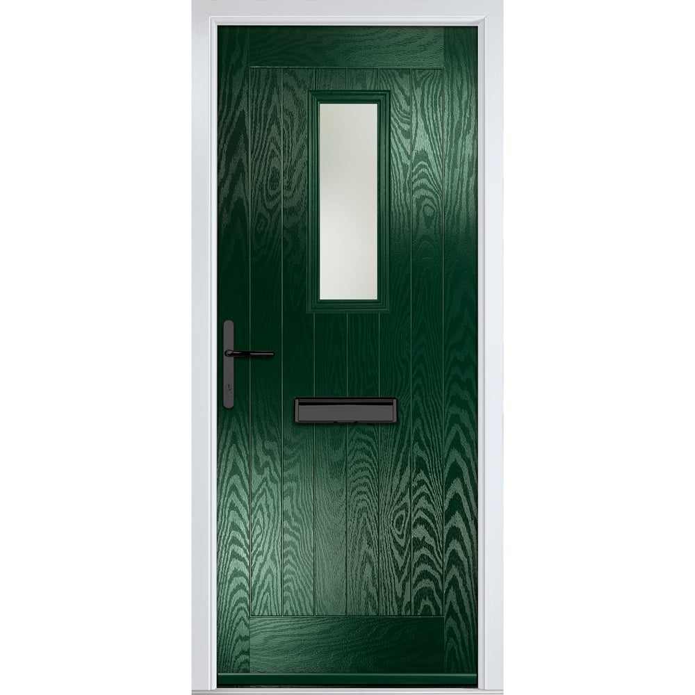 Crystal-Direct Sunningdale Green GRP Clear Glass Right Hand Open Front Door 2090 x 920mm Image 1