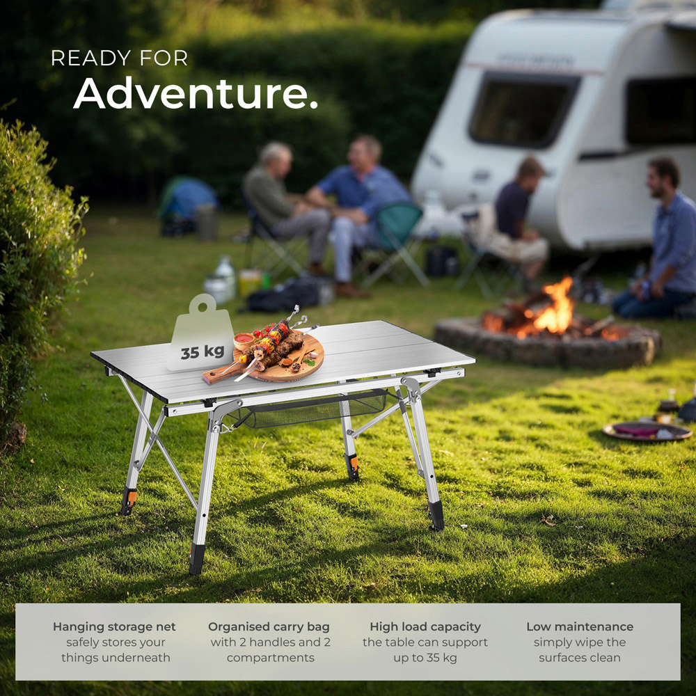 tectake Tina Silver Foldable and Height Adjustable Camping Table Image 7