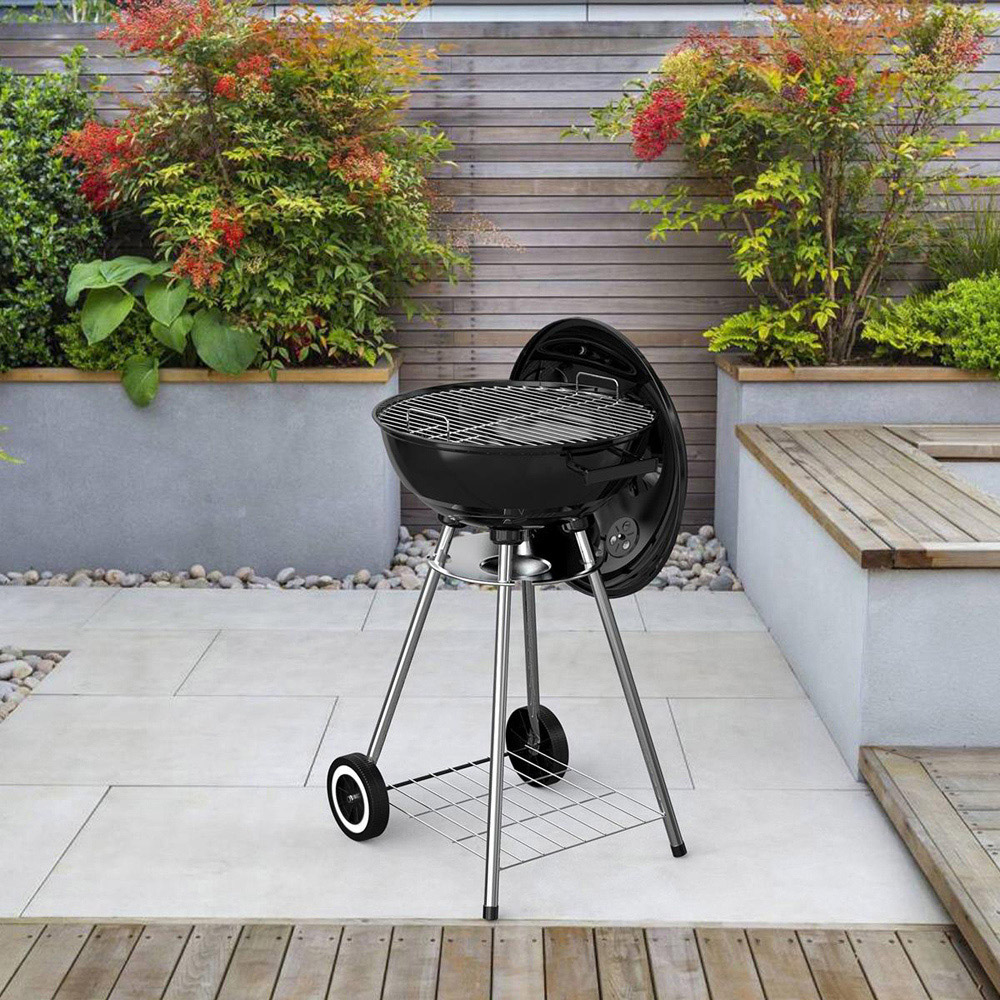 House of Home 18 inch Black Kettle Charcoal BBQ with Wheel Image 2