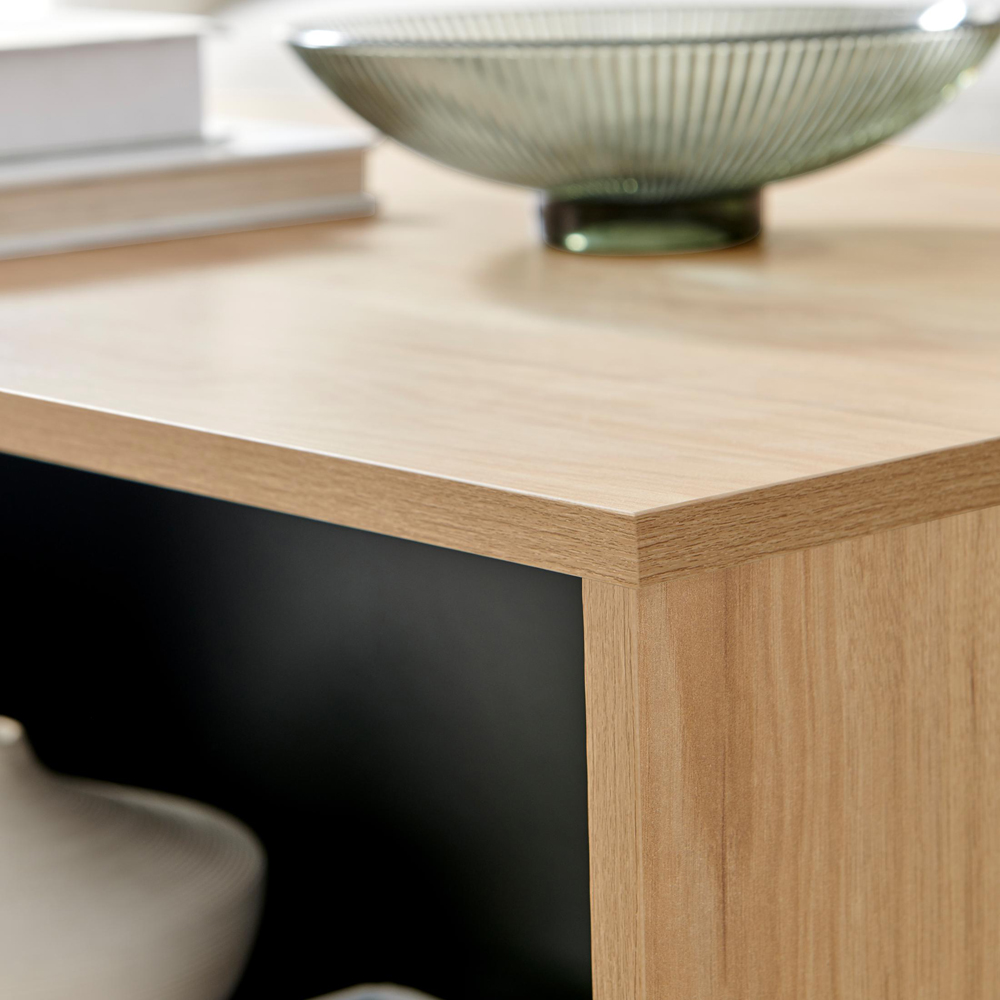 Furniturebox Billet 2 Drawer 2 Shelf Off White and Wood Effect Coffee Table Image 4