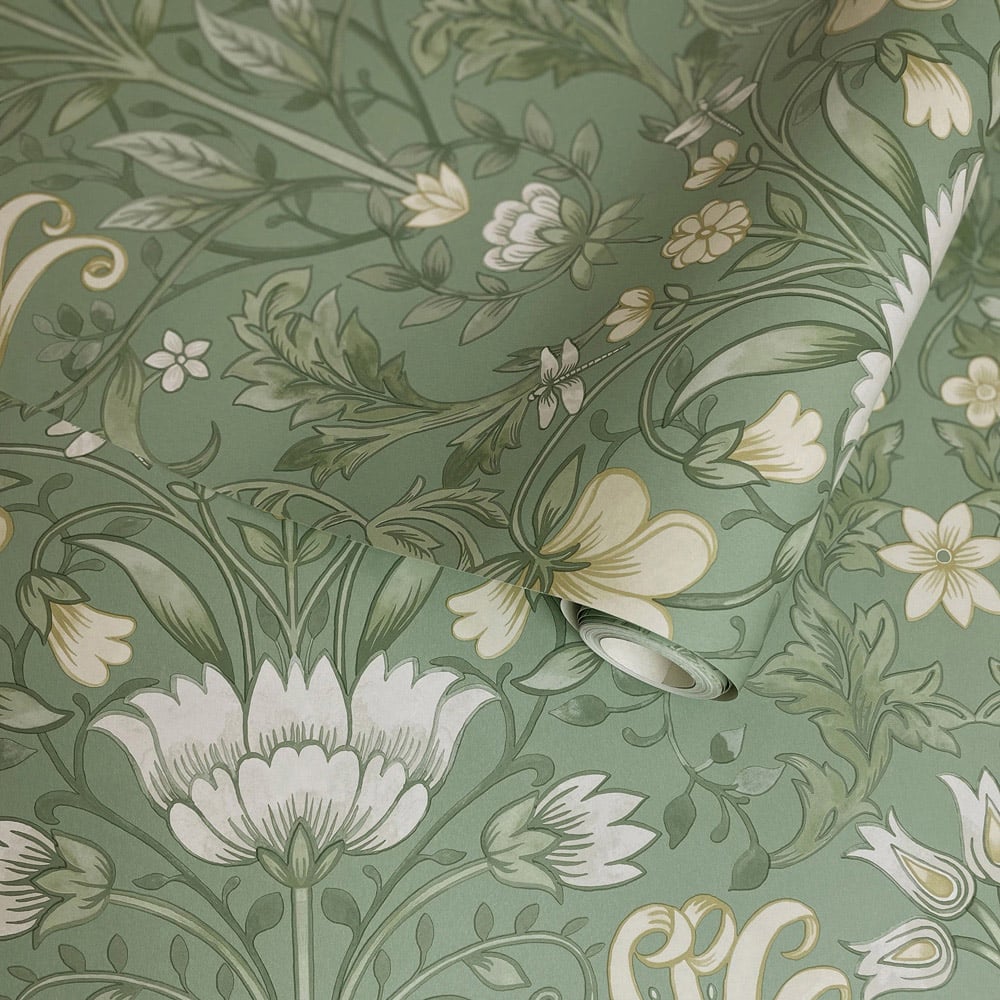 Holden Vintage Floral Green Wallpaper Image 2