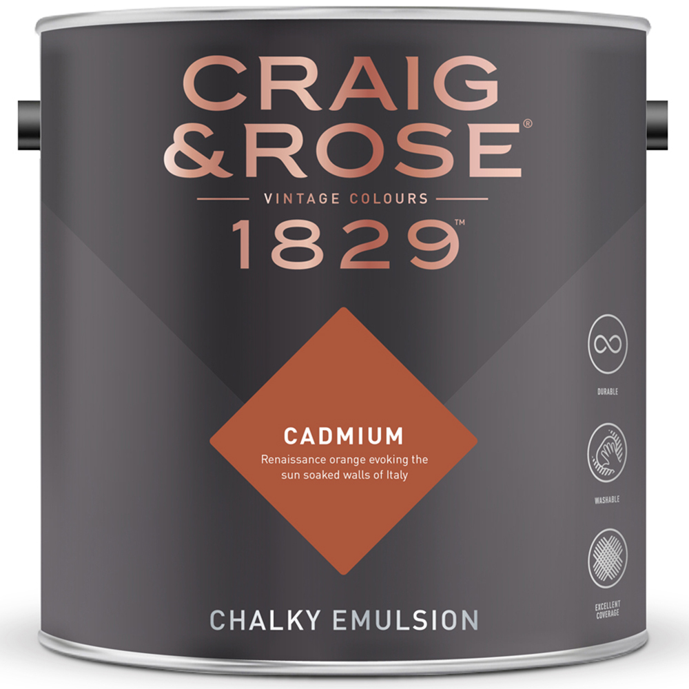 Craig & Rose 1829 Vintage Walls and Ceilings Cadmium Chalky Matt Emulsion Paint 2.5L Image 2