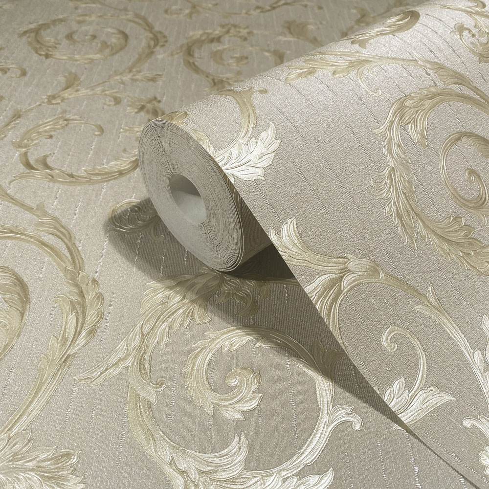 Galerie Industrial Effects Damask Grey and Gold Wallpaper Image 2