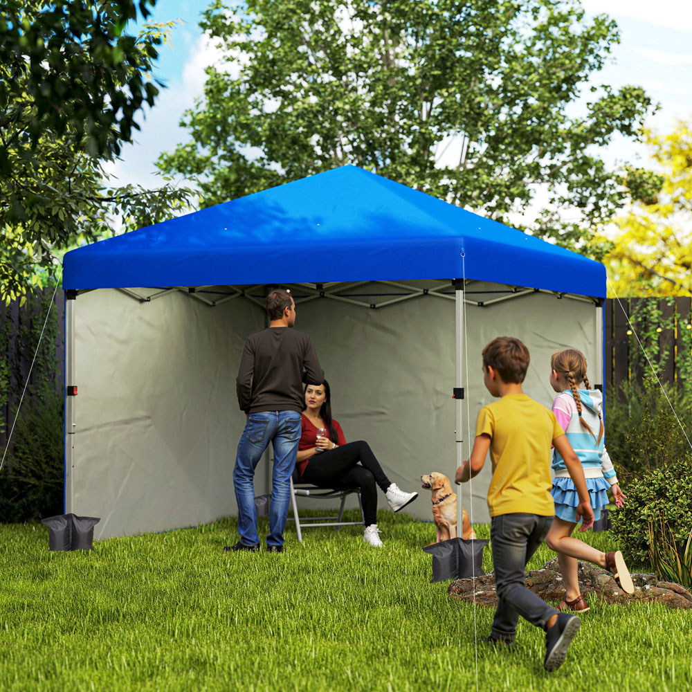 Outsunny 3 x 3m Blue Pop Up Gazebo Party Tent with 2 Sidewalls Image 3