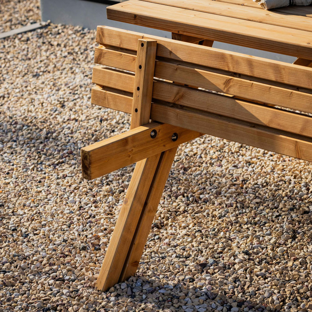 AMATA Ungurs Rusty Hazel Wooden Picnic Table with Foldable Seats Image 8