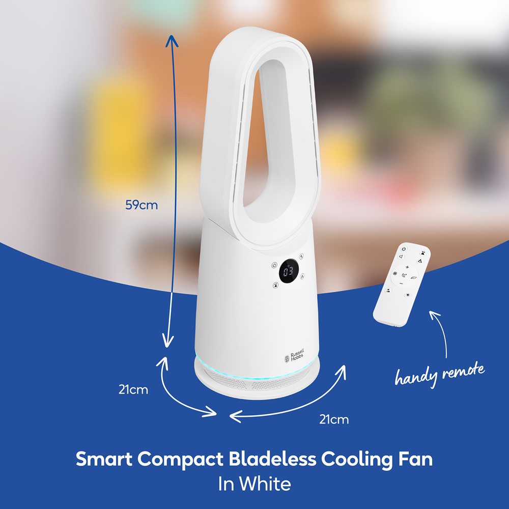 Russell Hobbs White Smart Oscillating Bladeless Cooling Fan with Remote Image 9
