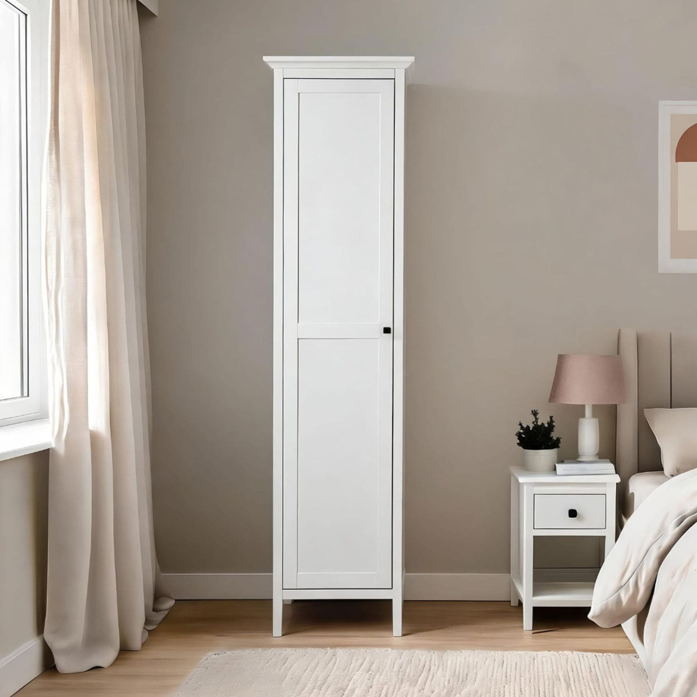 Home Source Belle Vue Single Door White Wardrobe with Hanging Rail Image 9