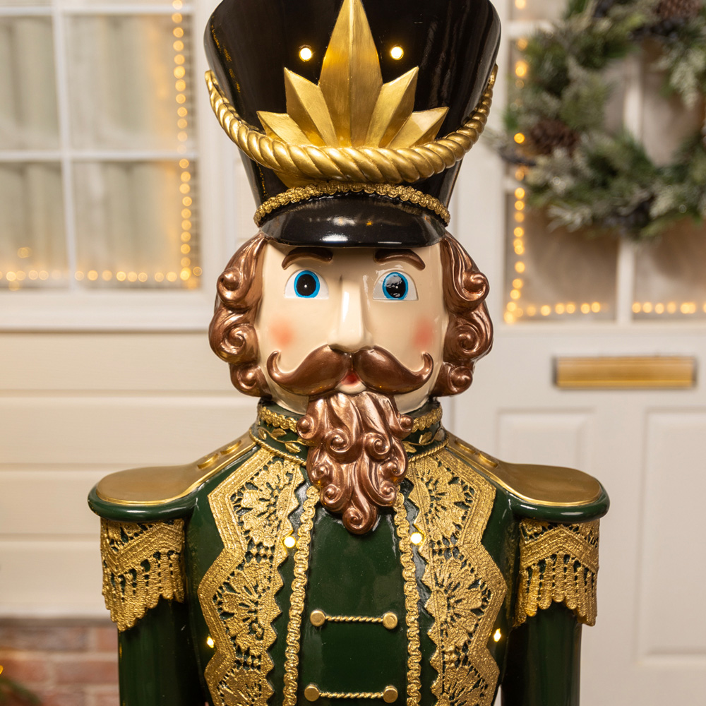 The Christmas Centre Dark Green Red and Black LED Lights Traditional Nutcracker Soldier 5ft Image 5