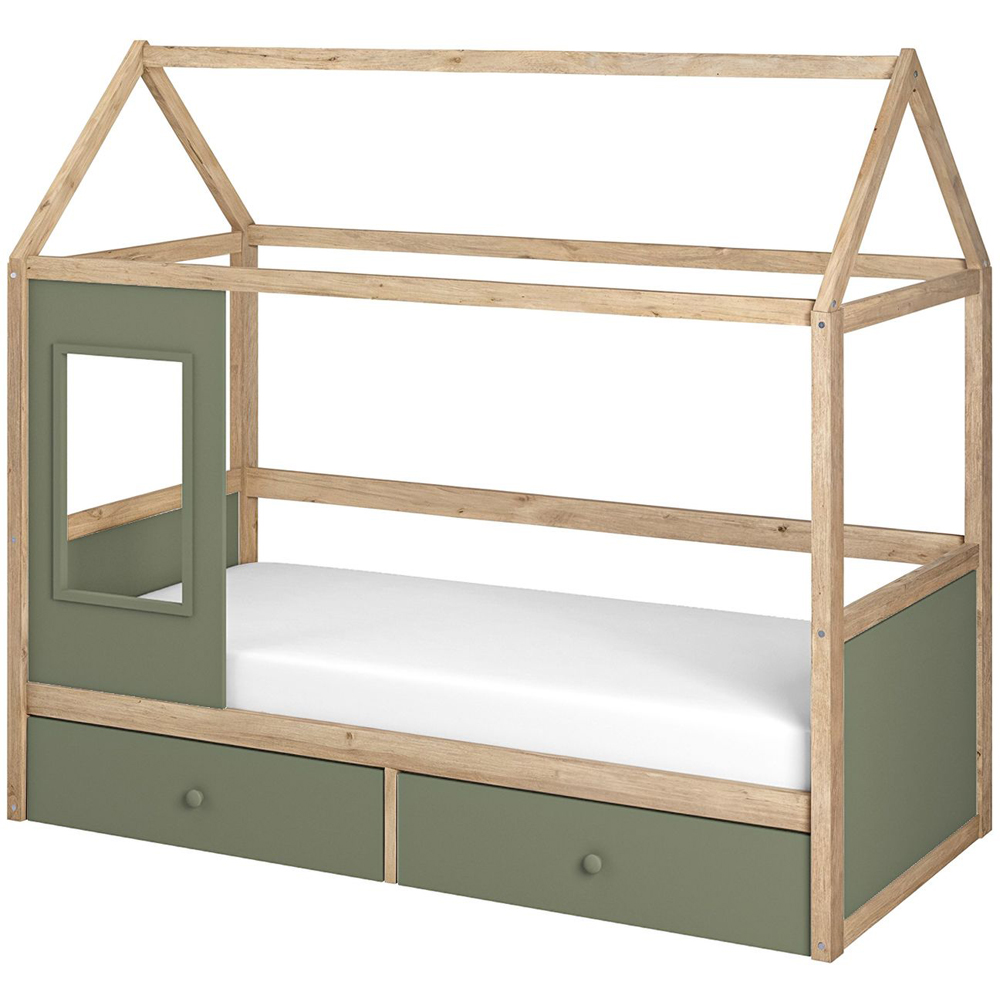 Flair Ted Green Wooden Play House Bed Frame with Storage Image 2
