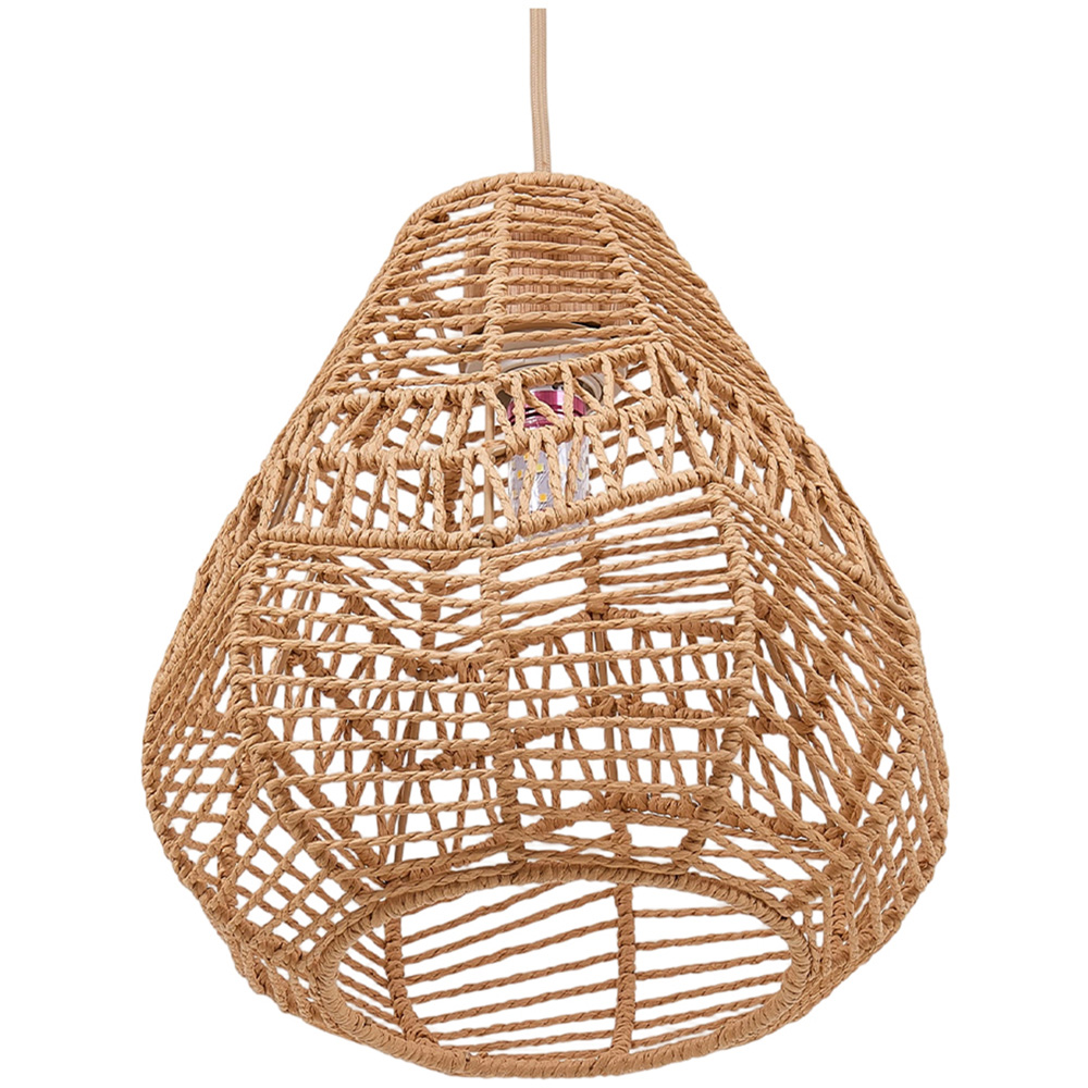 Living and Home Light Brown Vintage Rattan E27 Pendant Light Image 3
