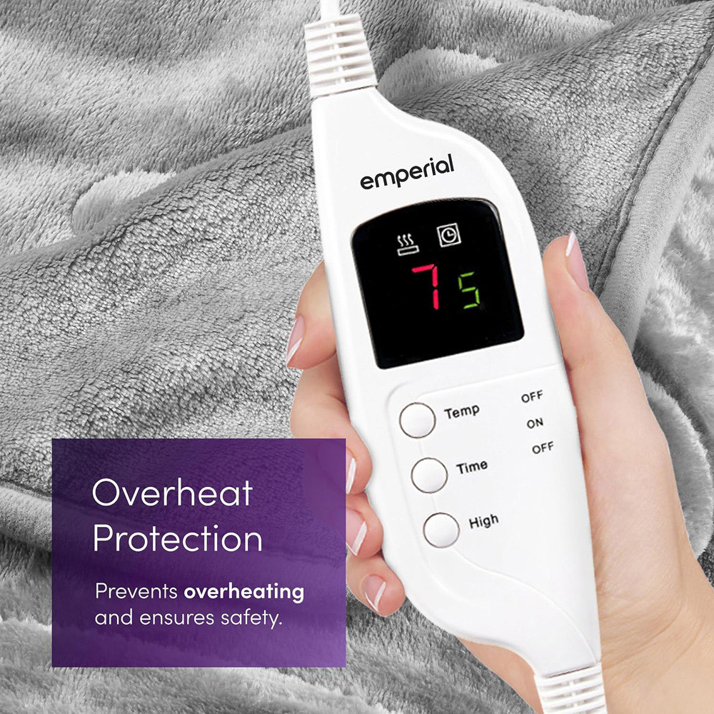 Emperial Grey Electric Heated Throw Blanket Image 5