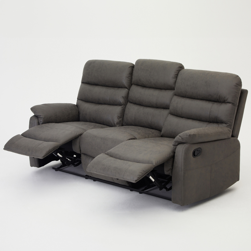 Home Detail Maxwell 3 Seater Grey Air Leather Manual Recliner Sofa Image 5
