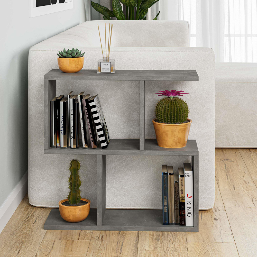 Decortie Homemania 4 Shelf Retro Grey Wooden Side Table Image 6