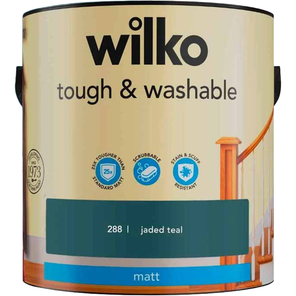 Wilko Tough & Washable Jaded Teal Matt Emulsion Paint 2.5L Image 2