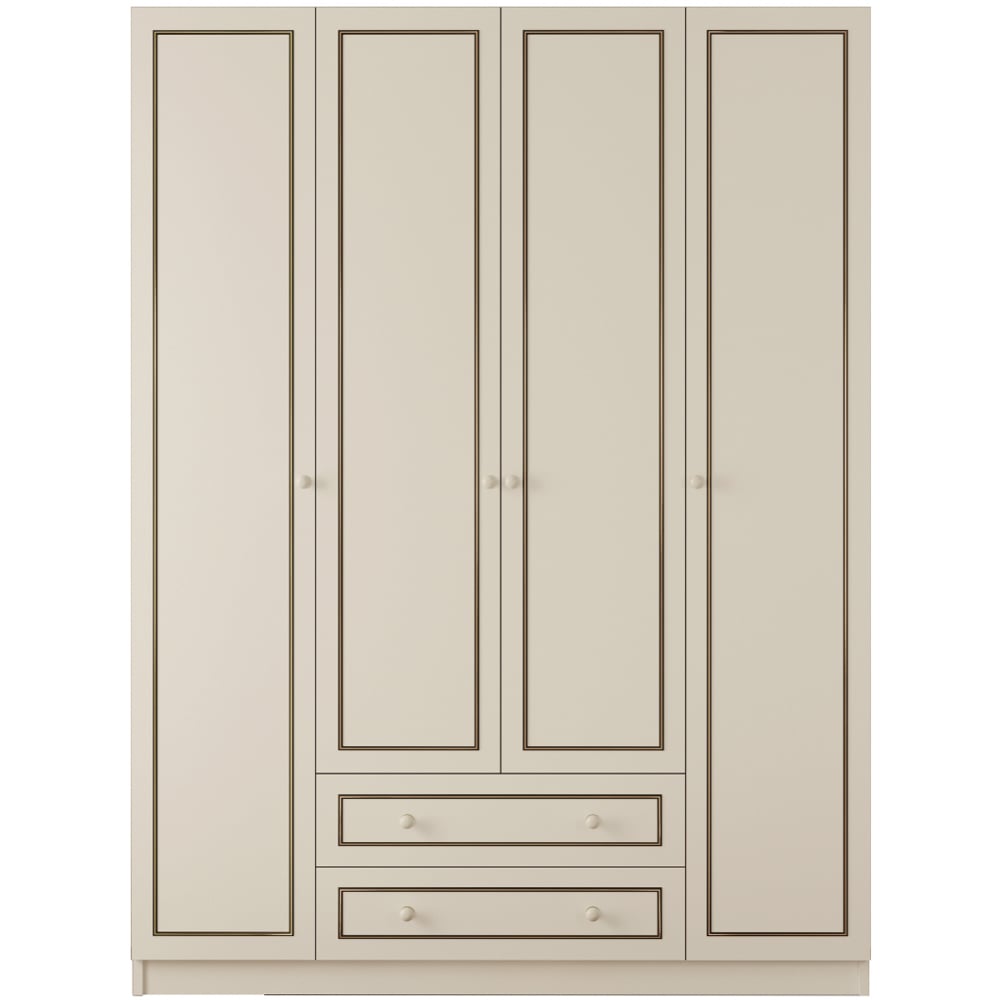 Evu CLEMENT 4 Door 2 Drawer White Wardrobe Image 2